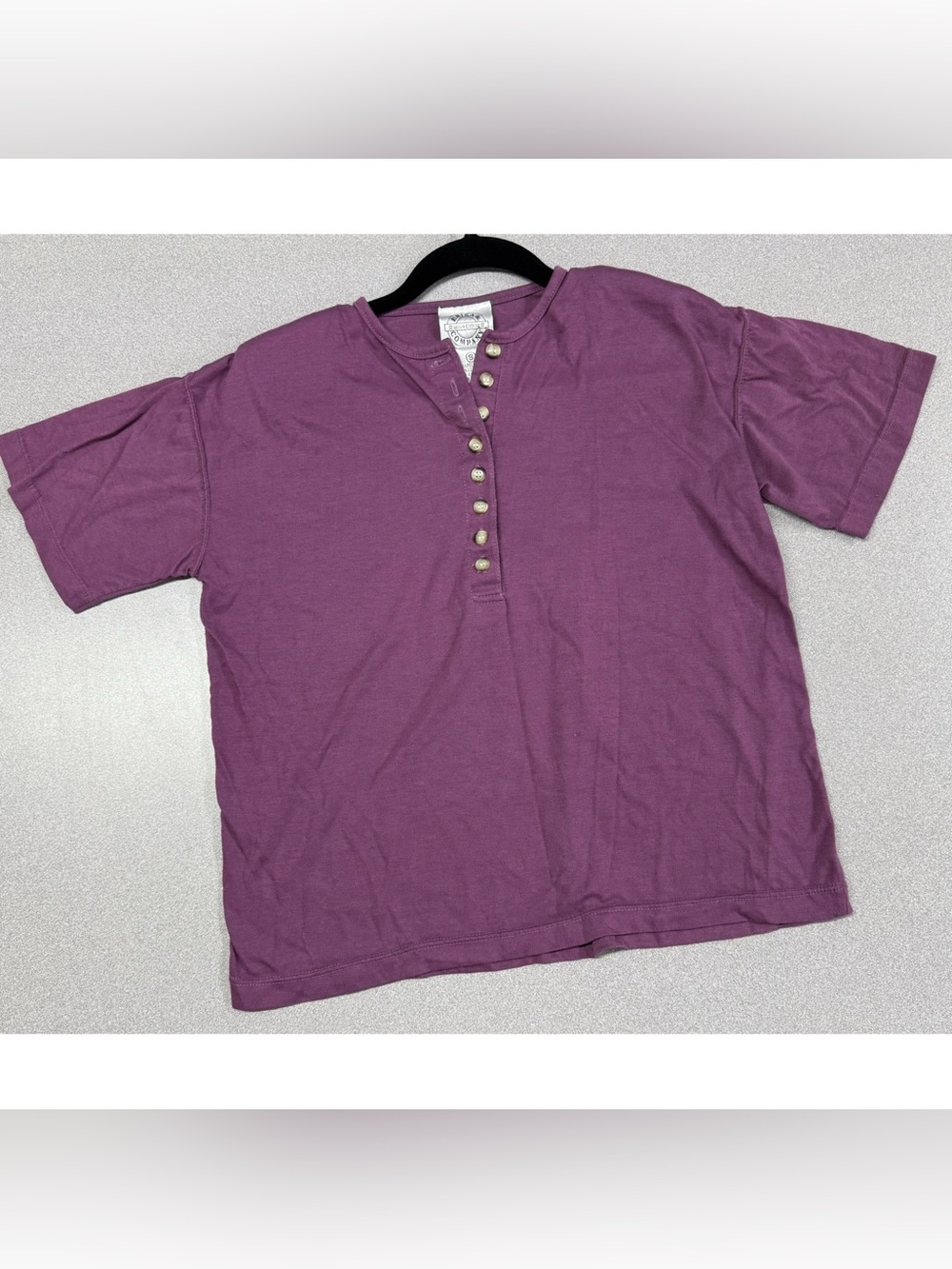 Erika & Company ComfortFit Women's Plum Button Henley Top with Shoulder Pad